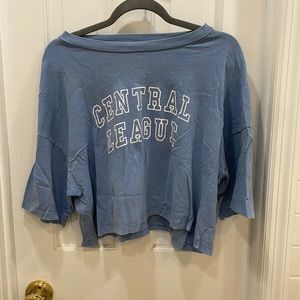 Blue Graphic Tee Crop Top